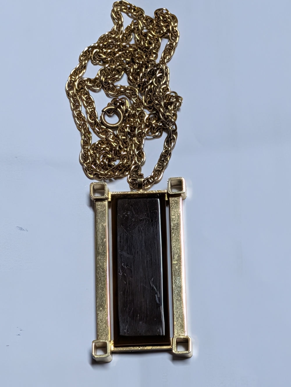 XL Gold Estate Sale Large Brown Pendant Necklace